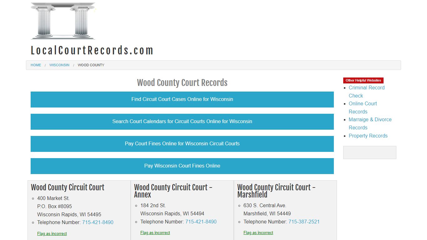 Wood County Court Records - Wisconsin